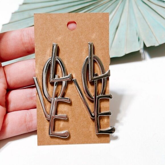 Silver love stud earrings #122 - Picture 5 of 5